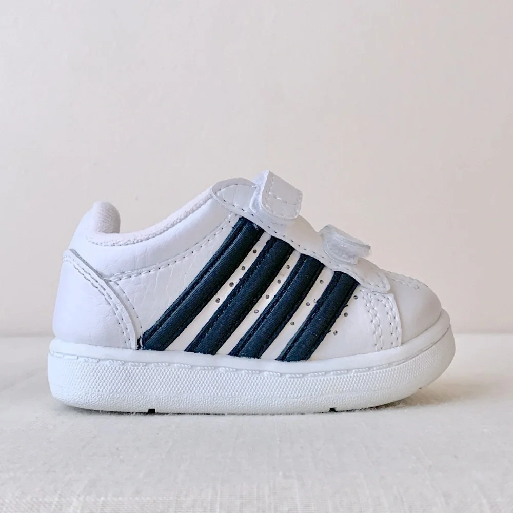 2006 Smart Fit New With Tags Y2K Deadstock White Navy Stripe Baby Boys Shoes 5W